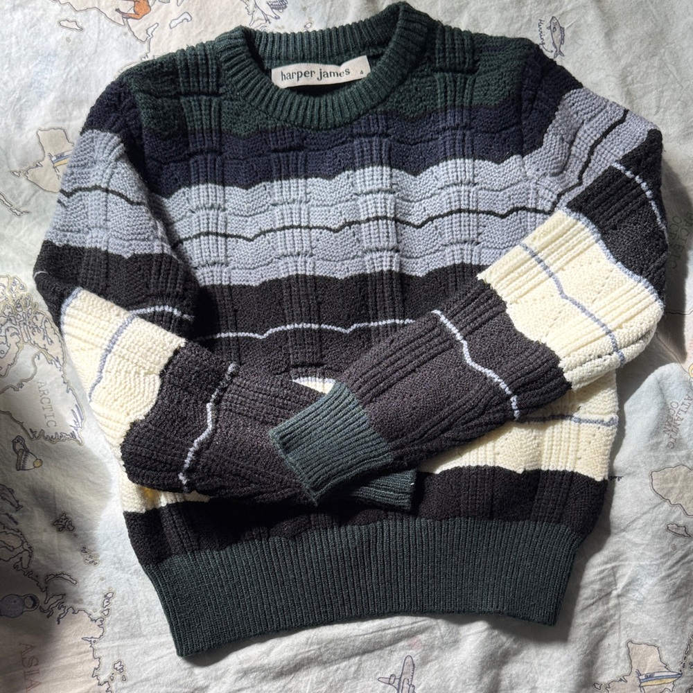 Kids' Striped Sweater - Black, Gray, Cream